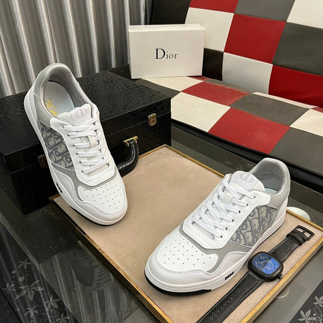 CD B27 LOW-TOP SNEAKER WHITE AND GRAY CALFSKIN