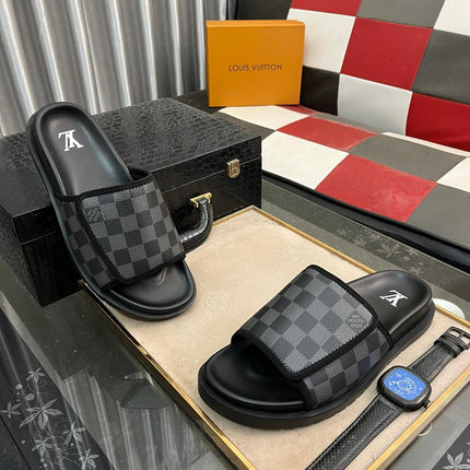 MIAMI MULE IN BLACK DAMIER JACQUARD