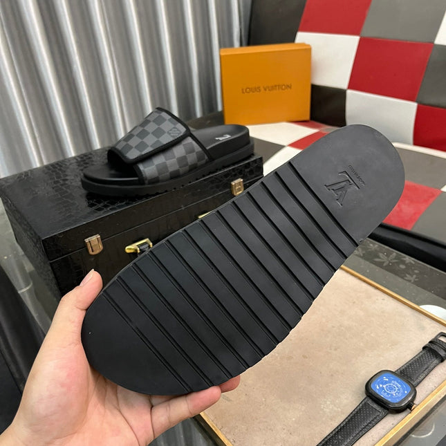 MIAMI MULE IN BLACK DAMIER JACQUARD