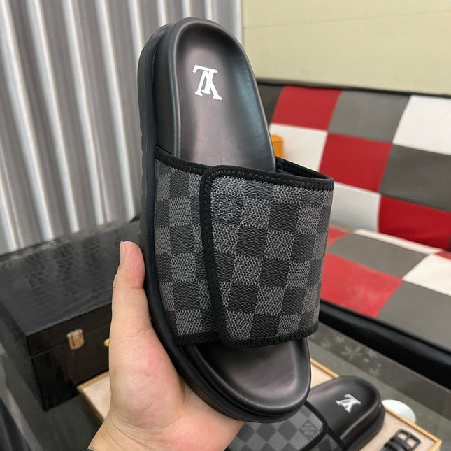 MIAMI MULE IN BLACK DAMIER JACQUARD
