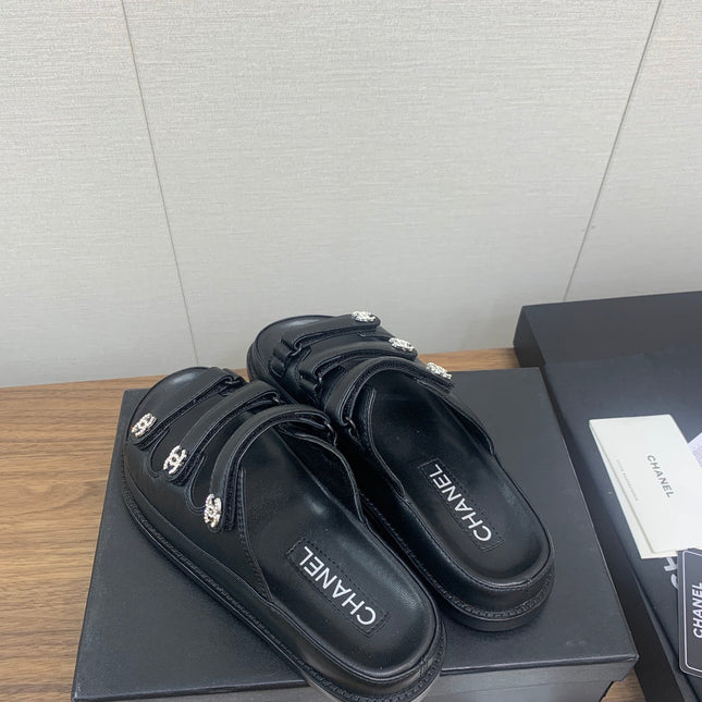 DAD SANDAL IN BLACK LAMBSKIN MULE