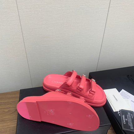 DAD SANDAL IN RED PINK LAMBSKIN MULE