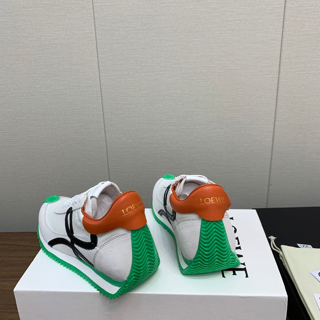 LW FLOW RUNNER SNEAKER WHITE-GREEN SUEDE