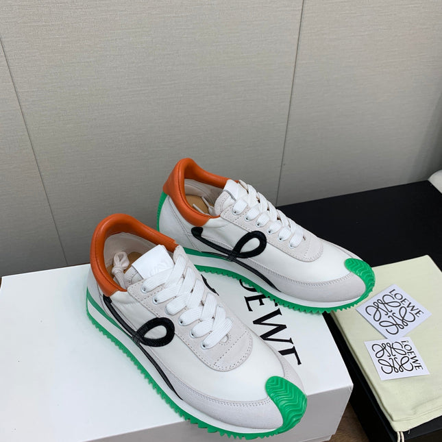 LW FLOW RUNNER SNEAKER WHITE-GREEN SUEDE