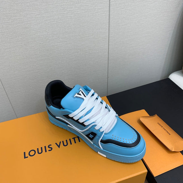 LV WOMEN'S TRAINER IN CERULEAN BLUE CALFSKIN