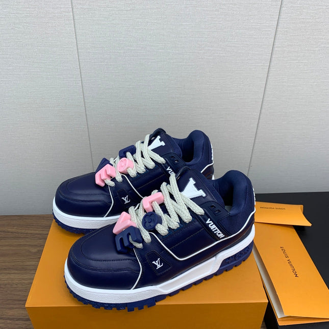 LV WOMEN'S TRAINER IN NAVY BLUE CALFSKIN