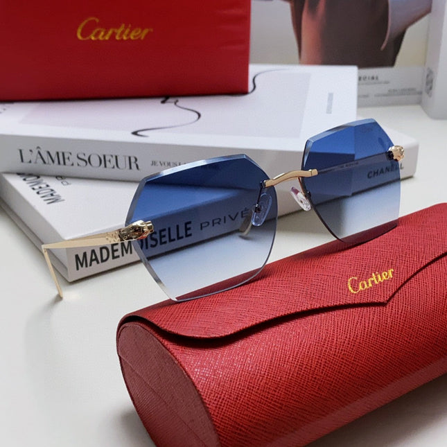PANTHÈRE RIMLESS GEOMETRIC FRAME SUNGLASSES 562061 IN METAL