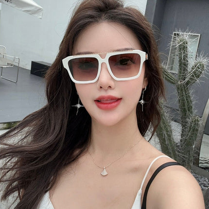 MASCOT PILOT SQUARE SUNGLASS 581377 IN WHTIE ACETATE GOLD METAL