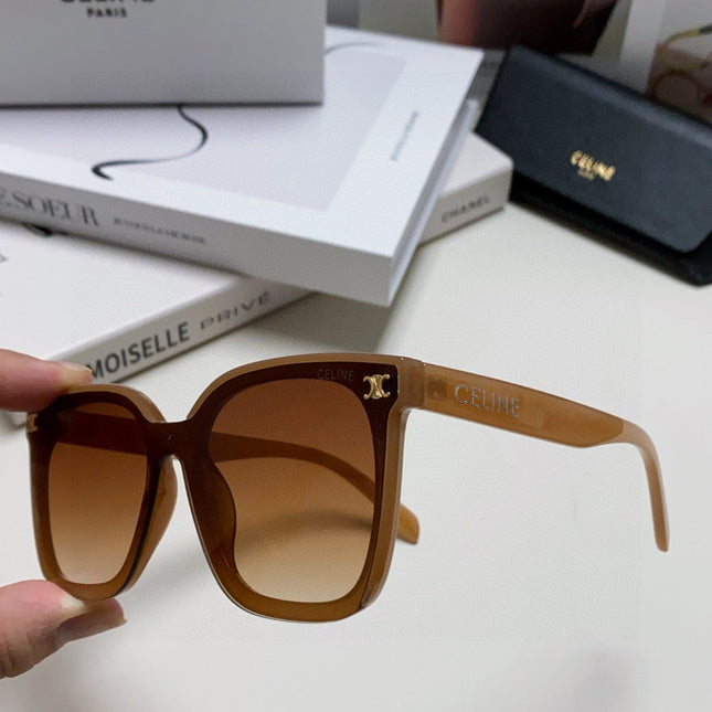 TRIOMPHE SUNGLASSES 552774 IN CARAMEL ACETATE TEXT LOGO