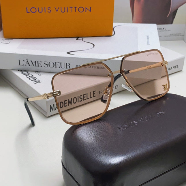 SQUARE SUNGLASSES 570262 IN GOLD METAL LIGHT BROWN LENS