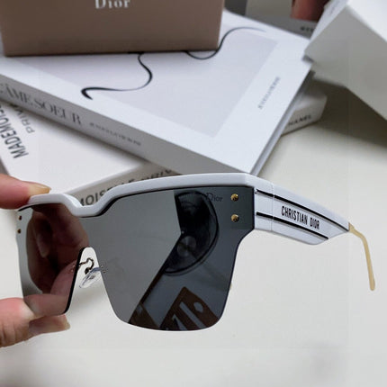 OBLIQUE SUNGLASS 571600 IN WHITE METAL BLACK MIRROR LENSES