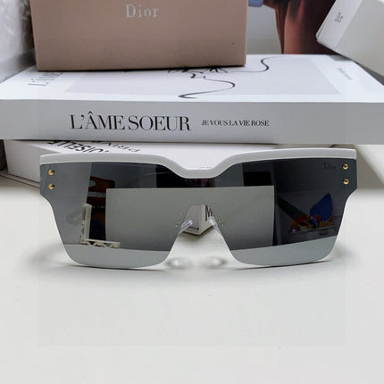 OBLIQUE SUNGLASS 571600 IN WHITE METAL BLACK MIRROR LENSES