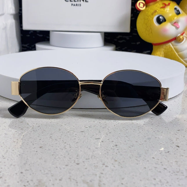 TRIOMPHE SUNGLASS 538532 IN BLACK ACETATE GOLD METAL