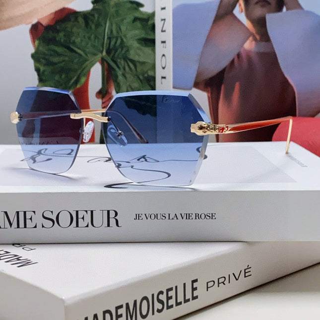 PANTHÈRE RIMLESS GEOMETRIC FRAME SUNGLASSES  539743 IN METAL