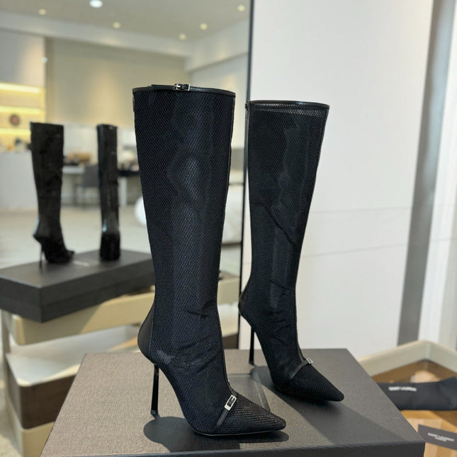 HIGH KNEE BOOTS IN BLACK MESH