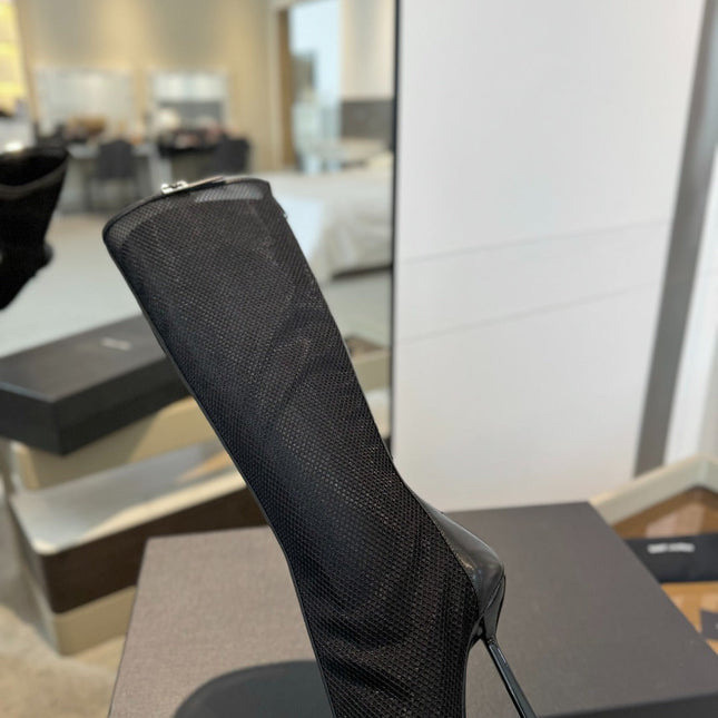 HIGH KNEE BOOTS IN BLACK MESH
