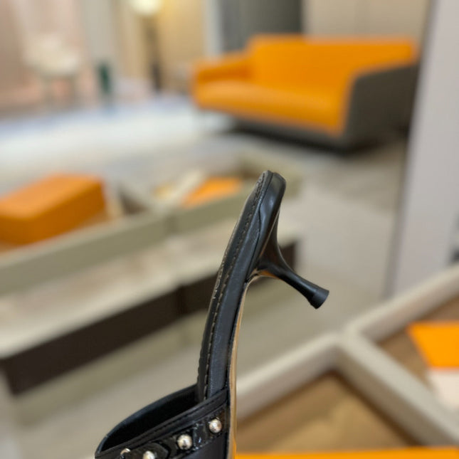 LV X TM 6AM HIGH 4 CM MULE IN BLACK CALFSKIN