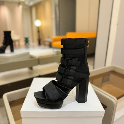 BALMAIN 25S UMA SANDALS 105MM IN BLACK VELCRO AND MESH