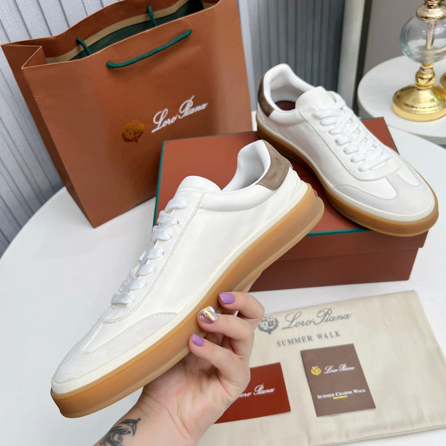 LP TENNIS WALK SNEAKERS WHITE AND LIGHT GRAY CALFSKIN