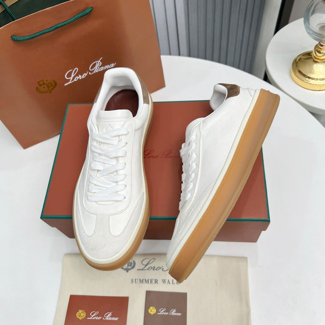 LP TENNIS WALK SNEAKERS WHITE AND LIGHT GRAY CALFSKIN