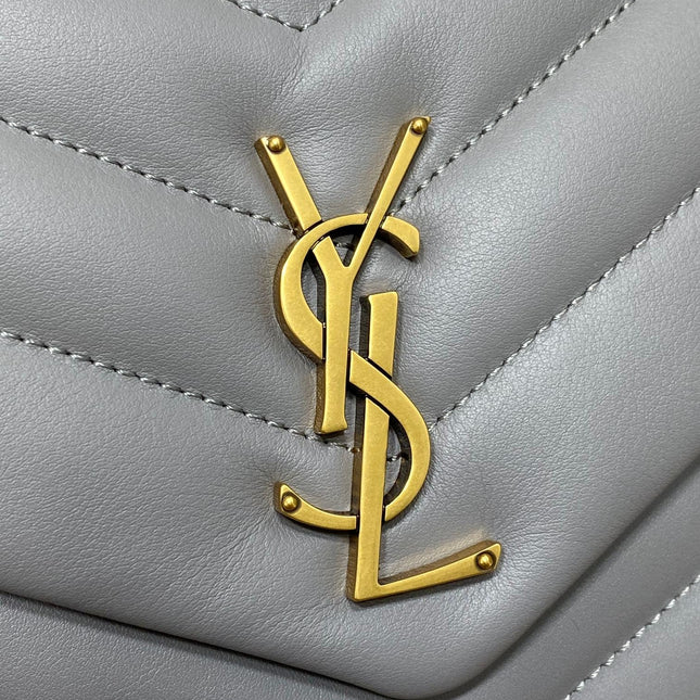 LOULOU SMALL 25 IN ASH BLUE LAMBSKIN GOLD HARDWARE