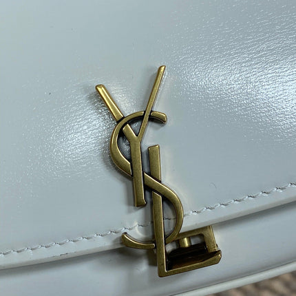 VOLTAIRE IN BOX SHOULDER BAG 21 IN WHITE CALFSKIN GOLD METALLIC