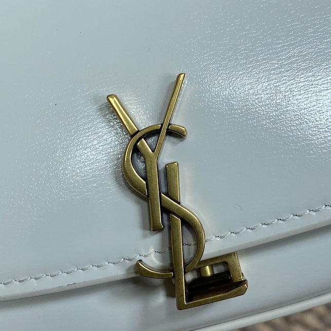 VOLTAIRE IN BOX SHOULDER BAG 21 IN WHITE CALFSKIN GOLD METALLIC