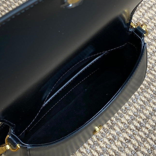 VOLTAIRE TOP HANDLE IN BOX 21 IN BLACK CALFSKIN GOLD HARDWARE