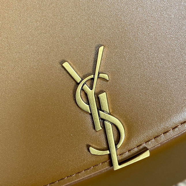 VOLTAIRE TOP HANDLE IN BOX 21 IN TAWNY BROWN CALFSKIN GOLD HARDWARE