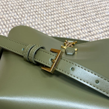 LE 37 SMALL BUCKET BAG 20 IN AVOCADO GREEN CALFSKIN GOLD HARDWARE