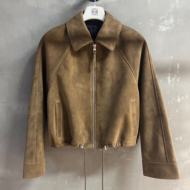 Loewe 2025 Leather Jacket Khaki Brown Cashmere