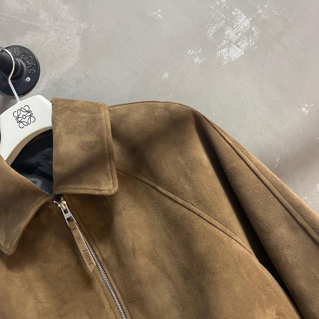 Loewe 2025 Leather Jacket Khaki Brown Cashmere