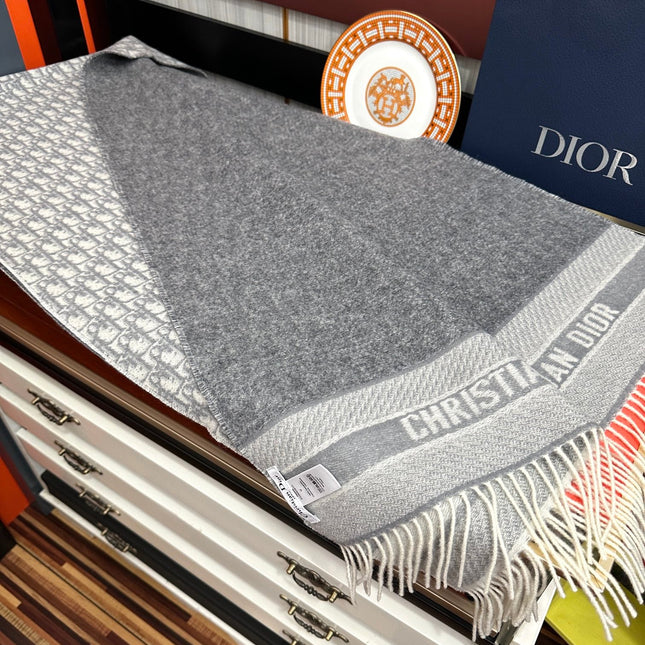 OBLIQUE 190 CM SCARF IN LIGHT GREY TECHNICAL CASHMERE 415487