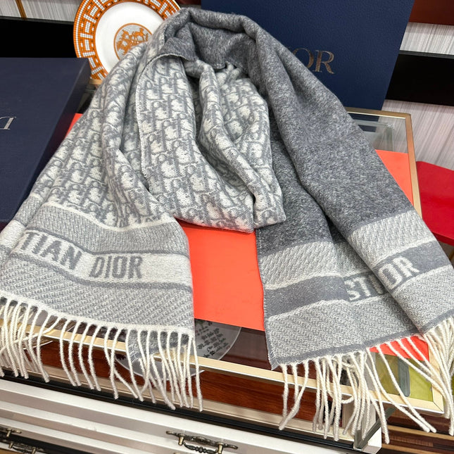 OBLIQUE 190 CM SCARF IN LIGHT GREY TECHNICAL CASHMERE 415487