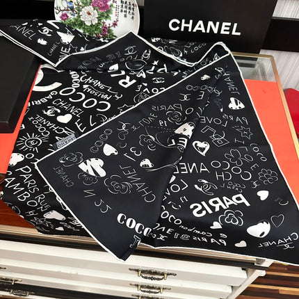 CHANEL 25S SCARF 90 IN SILK 738419