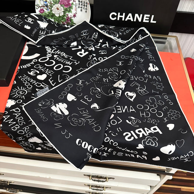 CHANEL 25S SCARF 90 IN SILK 738419