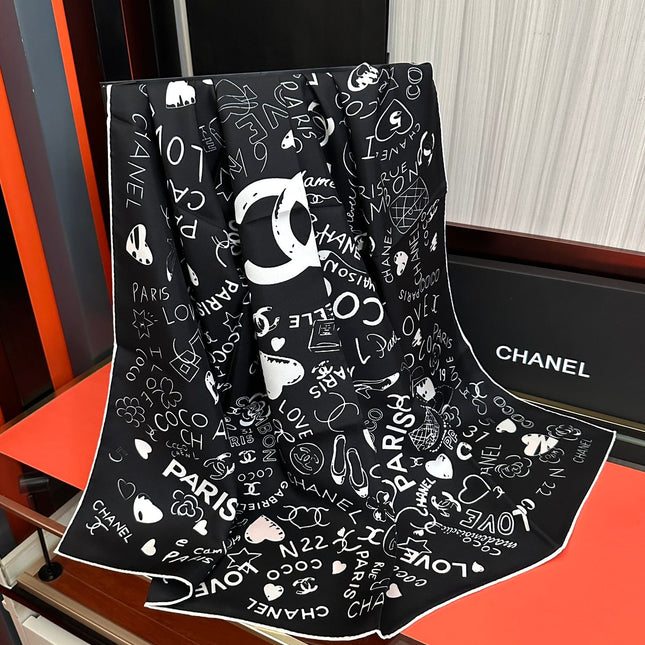CHANEL 25S SCARF 90 IN SILK 738419