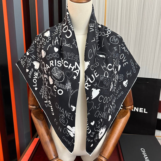 CHANEL 25S SCARF 90 IN SILK 738419