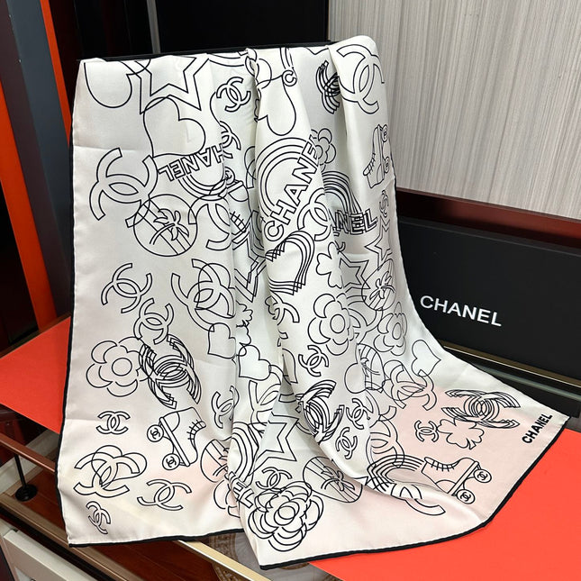 CHANEL 25S SCARF 90 IN SILK 738437