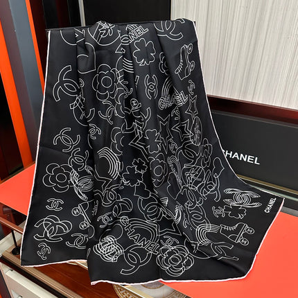 CHANEL 25S SCARF 90 IN SILK 738436