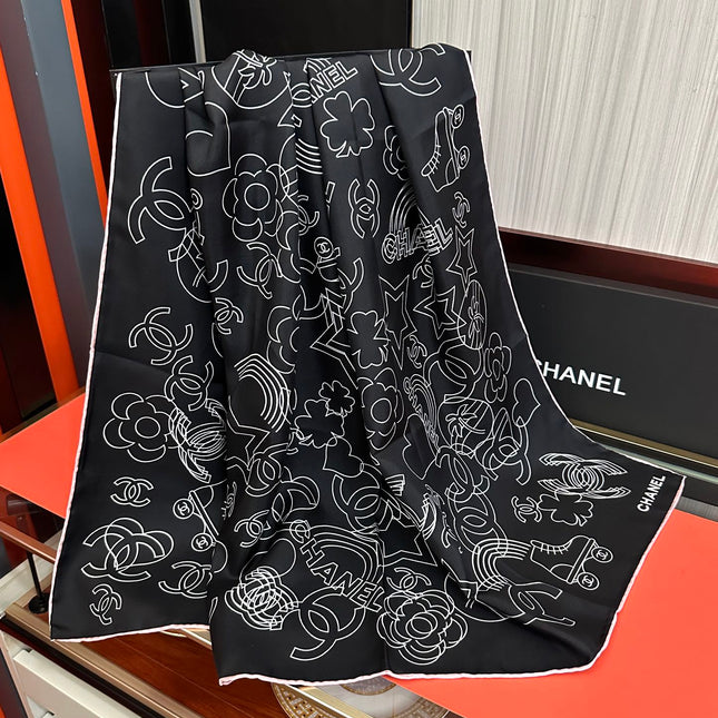CHANEL 25S SCARF 90 IN SILK 738436