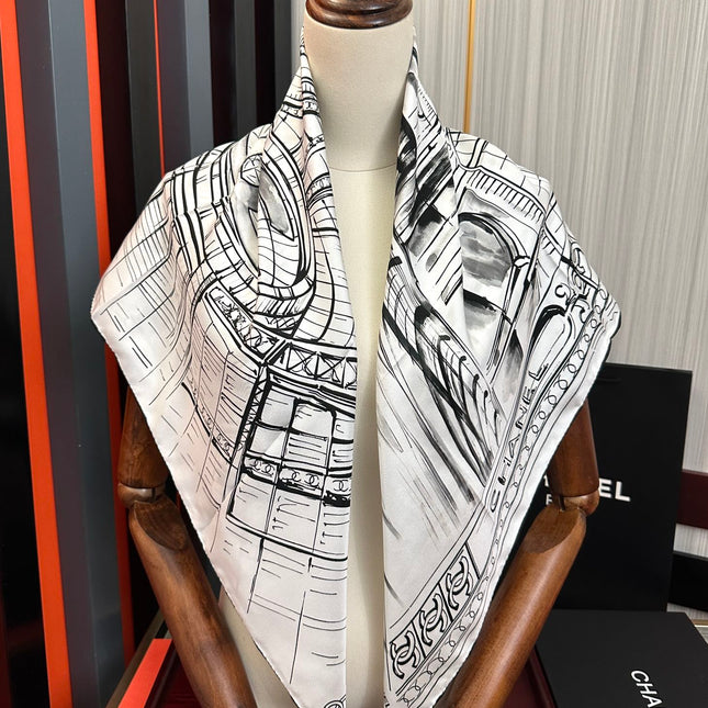 CHANEL 25S SCARF 90 IN SILK 001