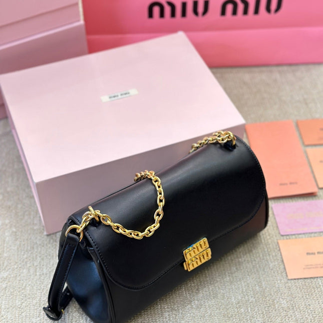 SHOULDER BAG 25 IN BLACK CALFSKIN GOLD HARDWARE