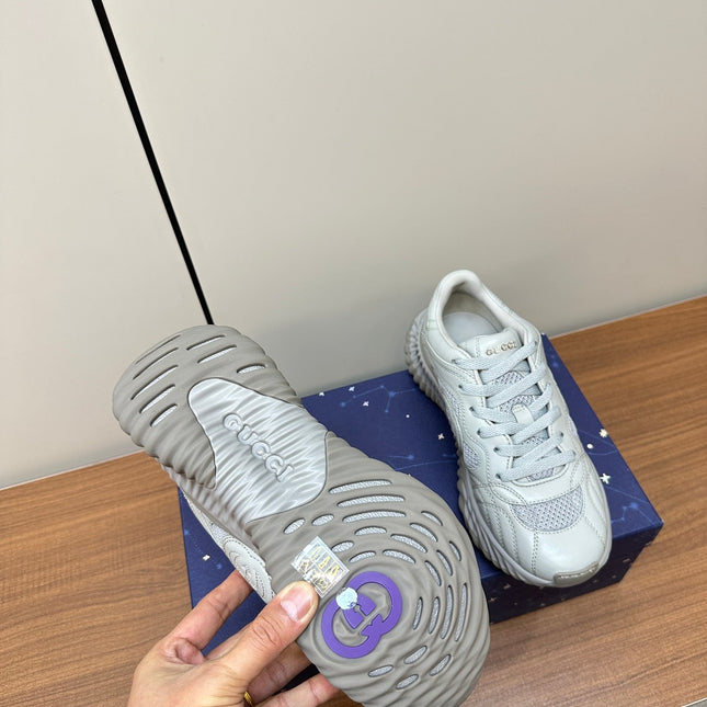 GG Ripple Leather Sneakers White Pearl