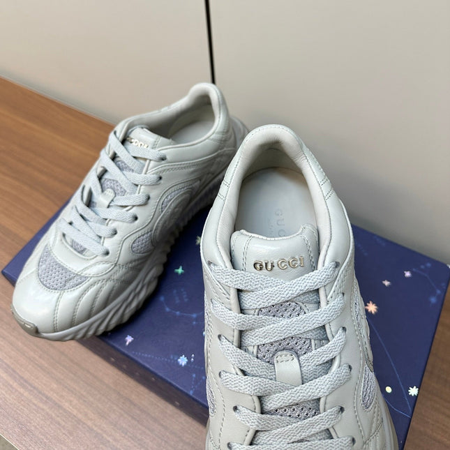 GG Ripple Leather Sneakers White Pearl