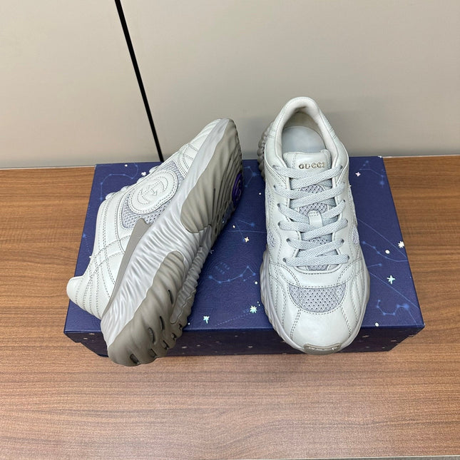 GG Ripple Leather Sneakers White Pearl