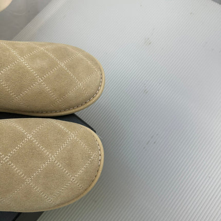 CC Khaki Green Suede Gold Chain Mules
