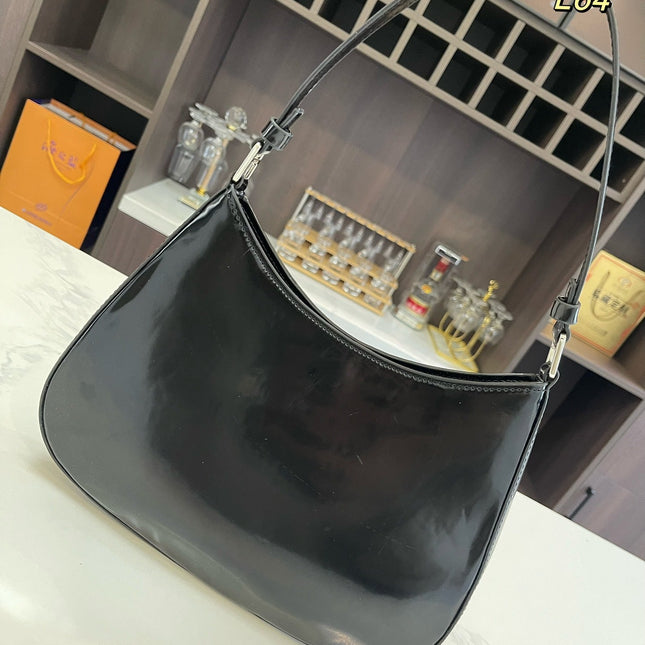 PRA 30 CLEO SHOULDER BAG IN BLACK BRUSHED LEATHER