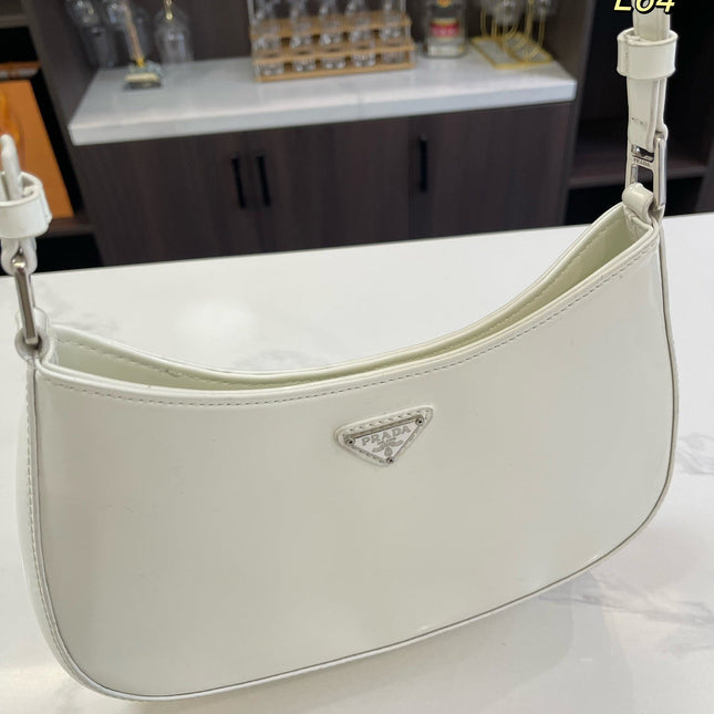 PRA 30 CLEO SHOULDER BAG IN WHITE BRUSHED LEATHER