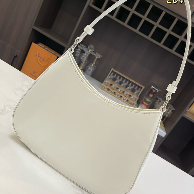 PRA 30 CLEO SHOULDER BAG IN WHITE BRUSHED LEATHER